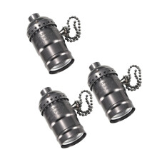 -pack e26 lampenfassungen bronze mit kettenzug – schwarz