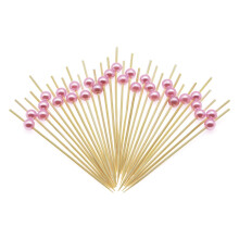 Minisland Pink Pearl Cocktail Picks 4,7 tommer lange bambus smarte tandstikkere til appetitv?kkere Dekorative Valentines Baby Shower Feriefest Ma