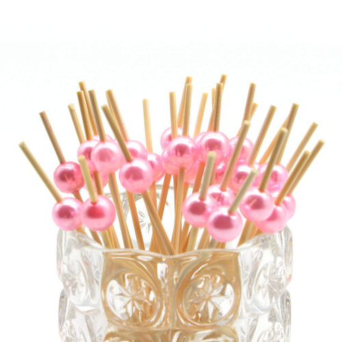 Minisland Ροζ Μαργαρίτα Cocktail Picks, 4.7 ίντσες Μπαμπού Fancy Οδοντογλυφίδες για Επιδόρπια 2