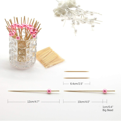 Minisland Ροζ Μαργαρίτα Cocktail Picks, 4.7 ίντσες Μπαμπού Fancy Οδοντογλυφίδες για Επιδόρπια 1