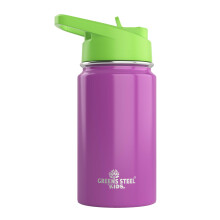 Kids Water Bottle - 350ml, Purple | Leak Proof With Straw & Handle | 12 Cold | Insulated, Double Wall Stainless Steel | Easy Sip Toddler Cup | Child's