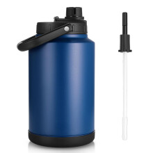 Sursip Carafe eau isotherme d'un gallon avec paille, grande bouteille d'eau de sport, thermos en acier inoxydable, boissons chaudes et froides