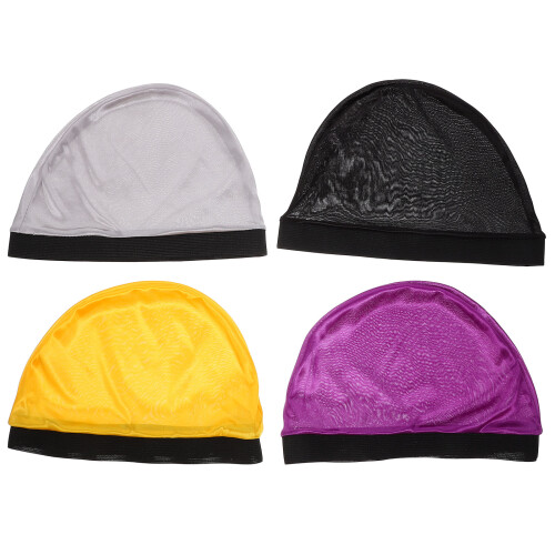 4 elastische -Caps, unisex, glatt, bunt, Dome-Form 1