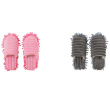 1Paar Mikrofaser Slipper Zum Wischen Grau Abnehmbar Und Weich
