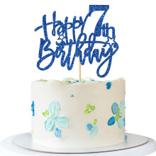 RoadSea Dcoration de gteau Happy 7th Birthday Fournitures de gteau pour enfant, fille, garon, sept ans Dcorations de fte Paillett