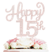 LASKYER Dcoration de gteau en strass dor rose pour 15e anniversaire 15e anniversaire/anniversaire de 15 ans, dcorations de centre de table