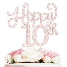LASKYER Dcoration de gteau en strass dor rose pour 10e anniversaire 10e anniversaire/anniversaire de dix ans, dcorations de centre de table