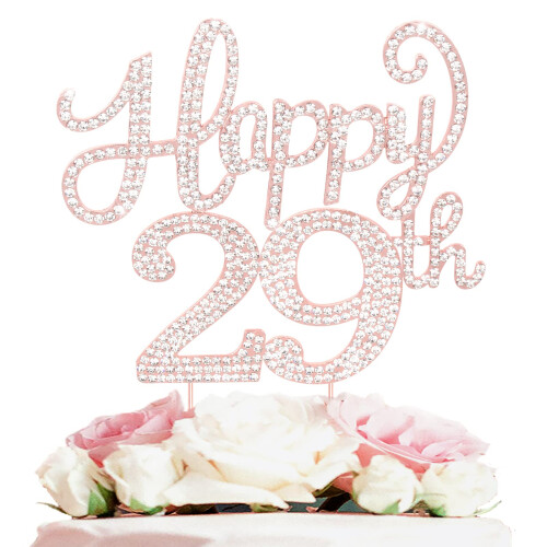 LASKYER Happy 29th Birthday Rose Gold Rhinestone Cake Topper - 29th ...