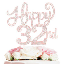LASKYER Dcoration de gteau en strass dor rose pour 32e anniversaire 32e anniversaire/anniversaire de 32 ans, dcorations de centre de table