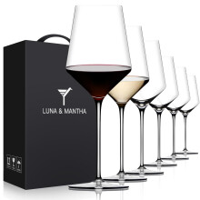 Lot de 6 verres vin rouge en cristal de qualit suprieure souffls la main, 425,2 g, bord fin, longue tige, parfaits pour un usage quotidien