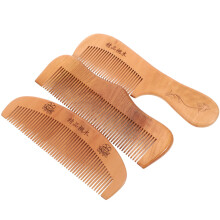 3er-pack holzkämme aus pfirsichholz, geschnitzter taschenkamm