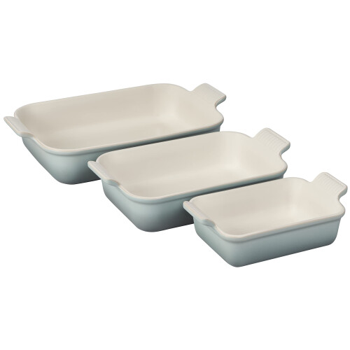 Le Creuset Le Creuset Stoneware Heritage Set 3 Rectangular Dishes, Sea Salt