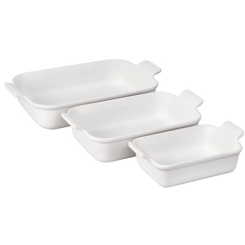 Le Creuset Le Creuset Stoneware Heritage Set 3 Rectangular Dishes White