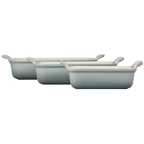 Le Creuset Le Creuset Stoneware Heritage Set 3 Rectangular Dishes, Sea Salt 1
