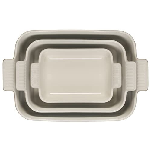 Le Creuset Le Creuset Stoneware Heritage Set 3 Rectangular Dishes, Sea Salt 2