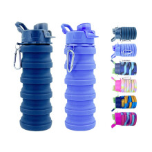 konlongzan Hopfllbara vattenflaskor 2-pack silikonvattenflaska med karbinhake Expanderbar vattenflaska 500 ml Portabel sportvattenflaska fr res