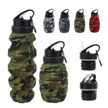 KUNHANG Sammenklappelig rejsevandflaske18 oz Genanvendelige silikone, foldbare vandflasker til motionscenter Camping Vandring B?rbar l?kagesikker