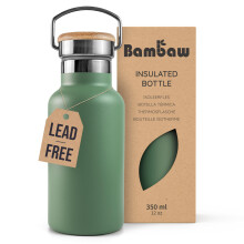 Bambaw Isolierte Wasserflasche, 350 ml, grne Wasserflasche, Edelstahl-Wasserflasche, auslaufsichere Wasserflasche, kleine Metall-Wasserflasche, Camp