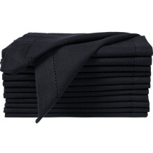 Bedding Craft Lot de 12 serviettes de table en tissu - 45,7 x 45,7 cm - Aspect lin noir de jais - Serviettes en tissu rutilisables lavables en m