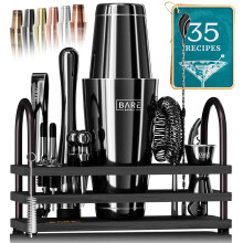 BARE BARREL Kit de barman mixologie pour bar | Ensemble shaker cocktail 14 pices | Outils de mlange d'ustensiles de bar Martini pour barman