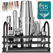 BARE BARREL Kit de barman mixologie pour bar | Ensemble shaker cocktail 14 pices | Outils de mlange d'ustensiles de bar Martini pour barman