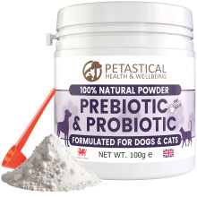 Prebiotic Probiotic Powder for Dogs, Cats with Chicory Inulin (100g)