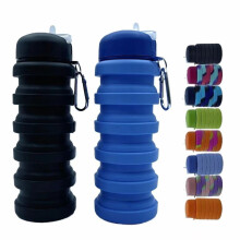 Dontinhu sammenklappelige vandflasker 2 Pack 16 oz (ca. 500 ml) Transport b?rbar sport vandflaske Silikone Foldbare vandflasker til Gym Camping U