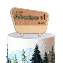 ZAIBIIANHAO Dcoration de gteau en bois Let the Adventure Begin Dcorations de camping sur le thme de l'aventure naturelle pour fte prn