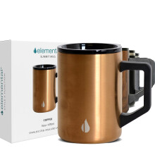 Elemental isolierter Kaffeebecher  dreiwandiger Summit-Reisebecher aus Edelstahl fr heie und kalte Getrnke  Thermo-Kaffeebecher mit Deckel und G