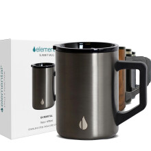 Elemental isolierter Kaffeebecher  dreiwandiger Summit-Reisebecher aus Edelstahl fr heie und kalte Getrnke  Thermo-Kaffeebecher mit Deckel und G