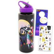 Disney The Nightmare Before Christmas wiederverwendbares Wasserflaschen-Set, 30-Unzen-Plastikwasserflasche mit Ausguss fr Sport zu Hause, Schule, pl