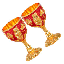2Stk Rote Stielbecher Für Tee Vintage Trinkkelche Zum Gebrauch Zuhause