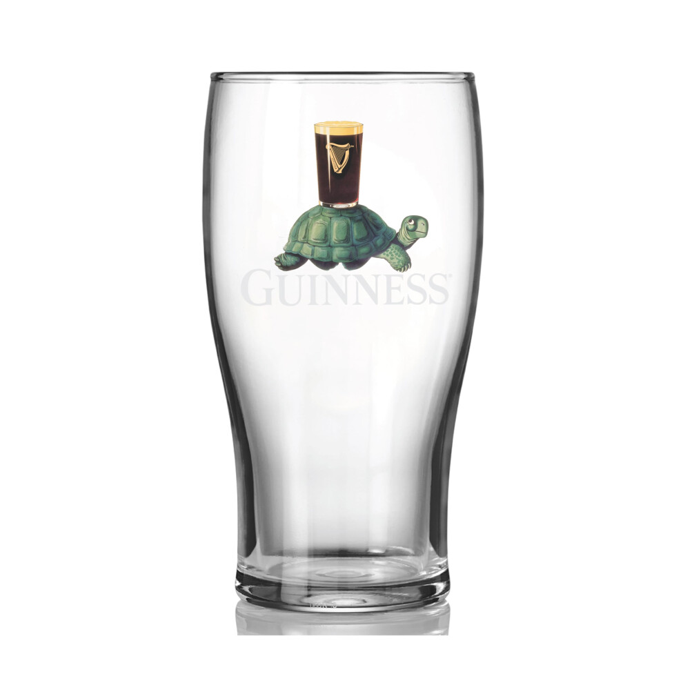 Guinness 20Oz Tulip Glass Turtle Balancing A Pint | Official Merchandise Classic Design - Irish Pub Barware