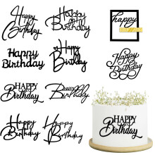 10 PCS Noir Gteau d'anniversaire Topper Miroir Acrylique Joyeux Anniversaire Dcorations de Gteau Double Face Dcorations de Dessert pour Fille