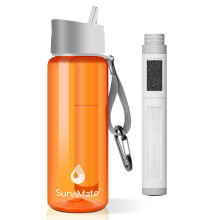 SurviMate 5-trins 0,01 m ultrafiltreret filtreret vandflaske BPA-frit materiale NSF/ANSI 42&372 certificeret b?rbar vandfilterflaske til overleve