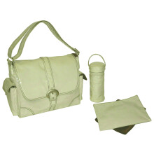 Borsa con fibbia laminata Kalencom in velluto a coste color crema