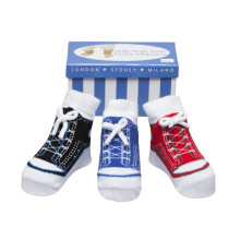 Calzini per neonato con effetto scarpa da ginnastica-Suole antiscivolo-3 o 6 paia-Cotone-Confezione regalo-Baby Shower-Lacci finti
