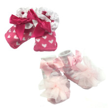 Wrapables Calcetines antideslizantes con lazos y volantes (juego de 2)