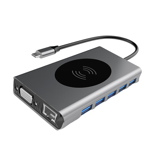 1stk Pd-Adapter C Auf Usb 3.0 Lan-Port-Hub Silver 1