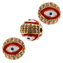 3Pcs Alloy Evil Eye Link Beads Red DIY Craft Jewelry Charms