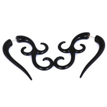 6 schwarzer horn spiral stretcher piercing