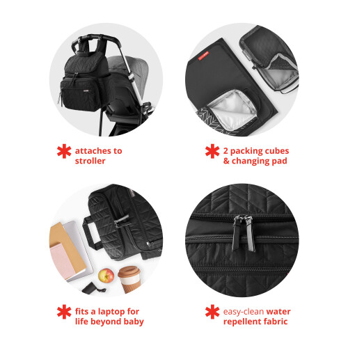 Skip Hop Skip Hop Diaper Bag Backpack: Forma Multi-Function Baby Travel Bag with Changing Pad & Stroller Attachment Jet Black 2