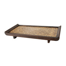 Compartments Geflochtenes Rattan Tablett Für Thai Tee Becher