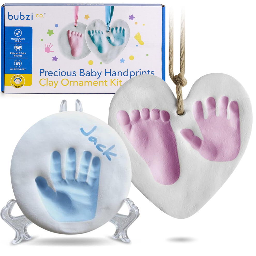 Bubzi Co Baby Handprint And Footprint Kit Ornament Makers For Baby Girl Gifts & Baby Boy Gifts, Unique, Memory Art Personalized Baby Gifts For Baby Registry,