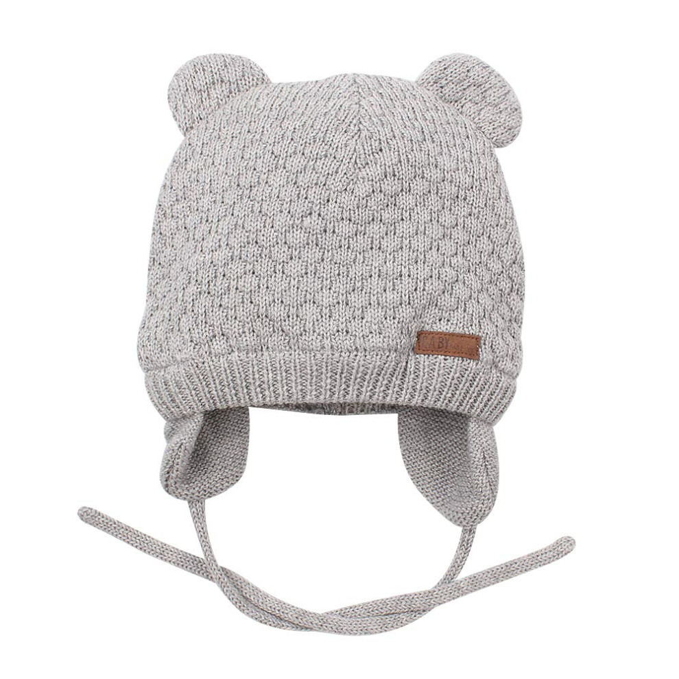 Bavst Babymuts Voor De Winter Met Oorklep Schattige Beer Kinderen Peuter Meisjes Jongens Warme Gebreide Muts 0-2Years (Grijs M)-image