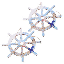 2Stk Nautisches Wohnaccessoire Holzdekoration Ruder Schiffsradmodell