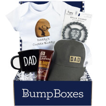 Bump Boxes Scatola per la Festa del Pap? per la Prima Volta con Tazza, Cappello Massaggiagengive, Tutina e Balsamo, Kit Unico per Regali per Pap?
