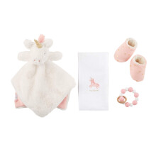 Mud Pie Unicorn Baby Essentials Set Bianco Rosa Woobie 8,25"""" | Stivaletti 0-3 mesi | Rutto 20,50""""