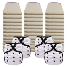 Pacchetto pannolini prepiegati OsoCozy Economy - 3 Dz. Pannolini prepiegati in cotone 100% non sbiancati 4x8x4 per neonati (6-16 libbre) e 4 copr