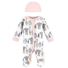 Hudson Baby tyttvauvat Preemie Sleep Play Cap ja Toddler T-paitasetti Pinkki Safari Preemie US